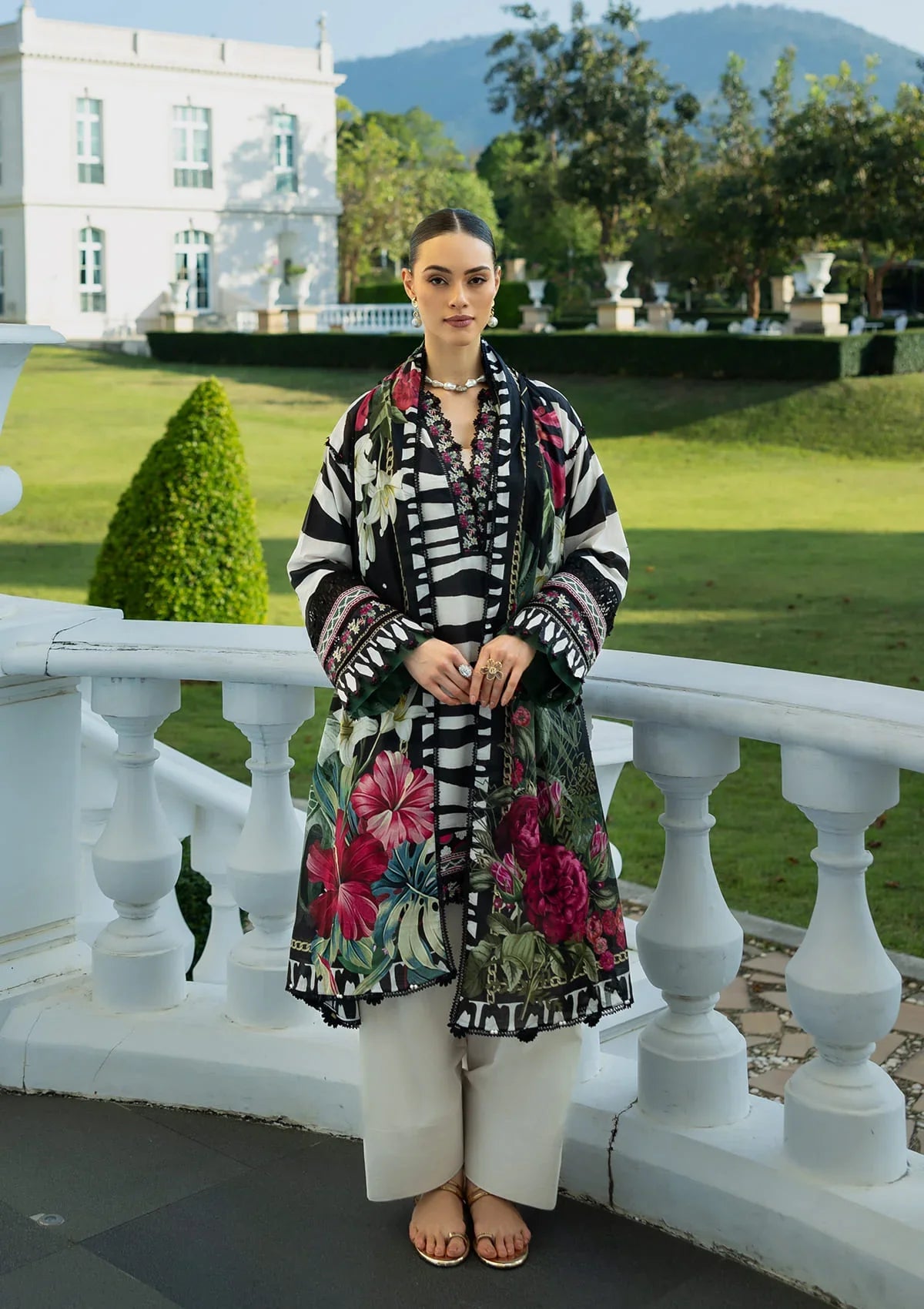 Graceful Printed Voile Dupatta in colorful florals.