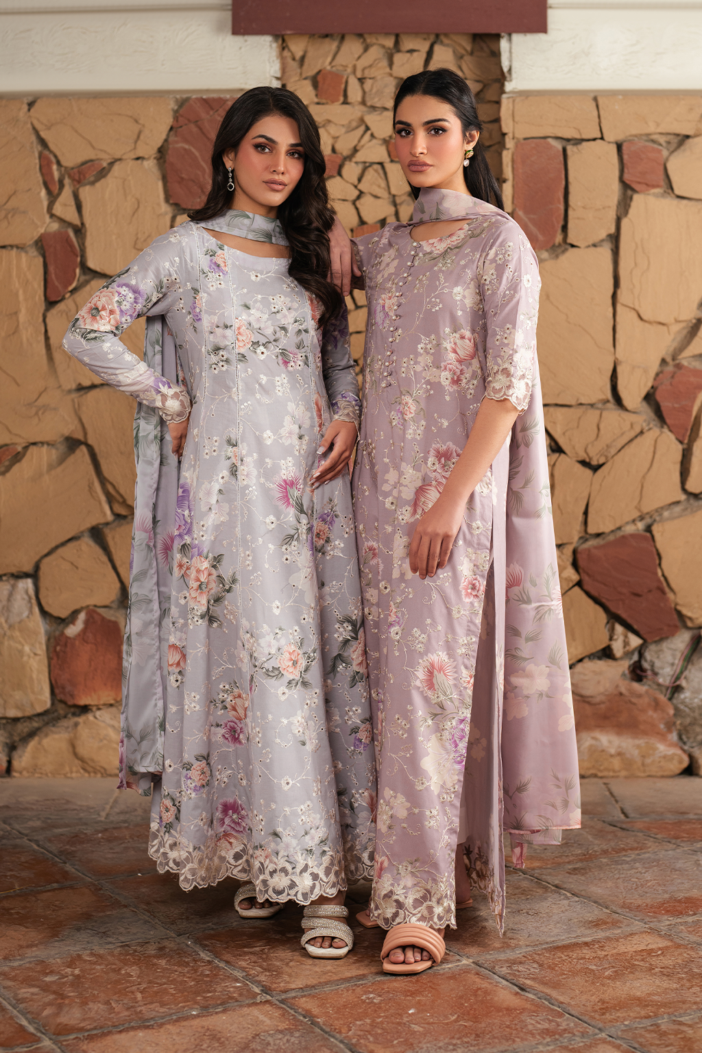 UE-389 Embroidered Printed Lawn