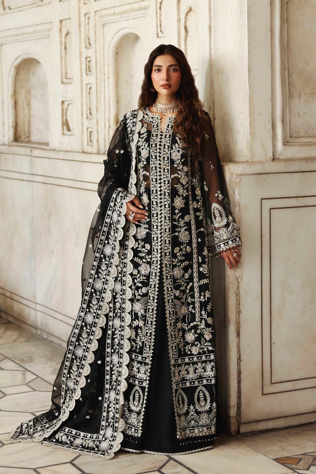 1603 Siyahgul - Rang Mehal by Akbar Aslam at #VogueClothingStudio