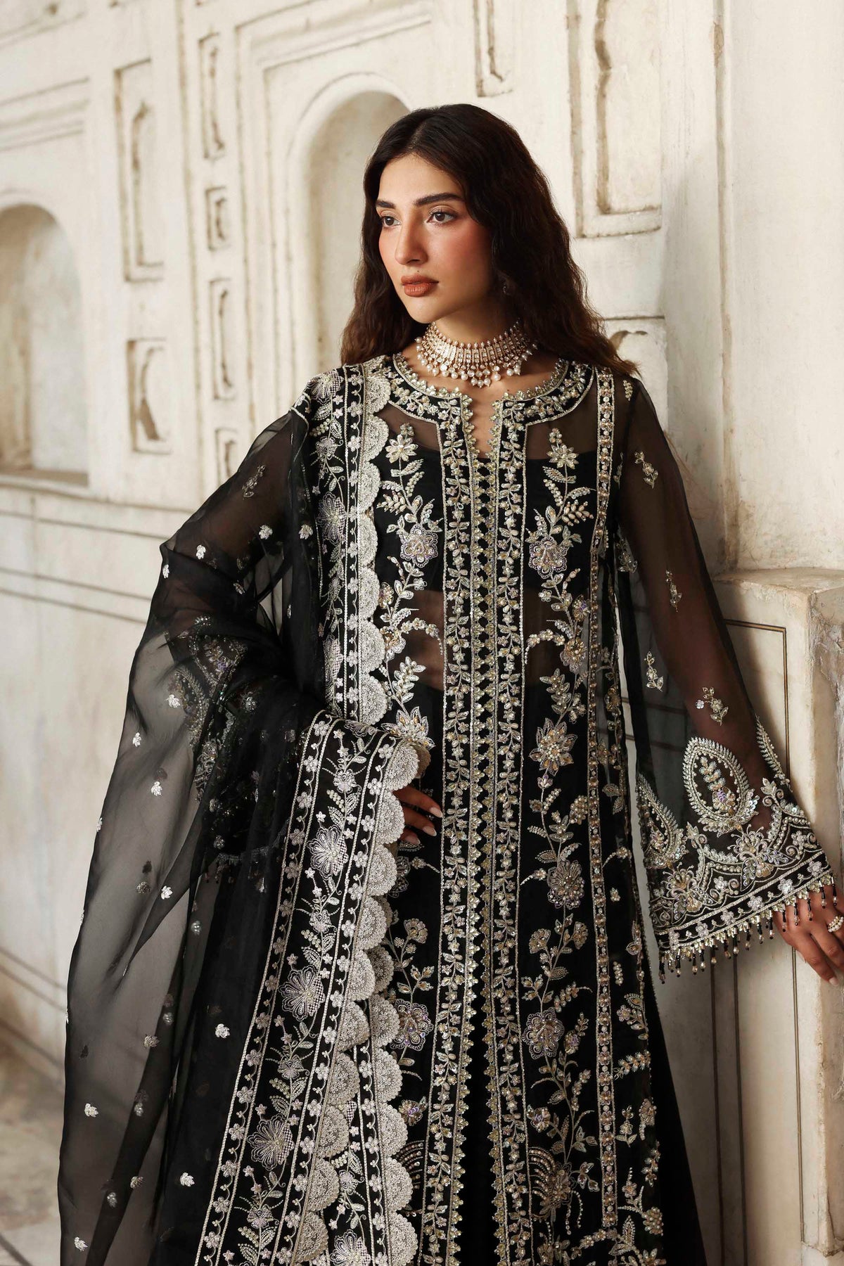 1603 Siyahgul - Rang Mehal by Akbar Aslam at #VogueClothingStudio