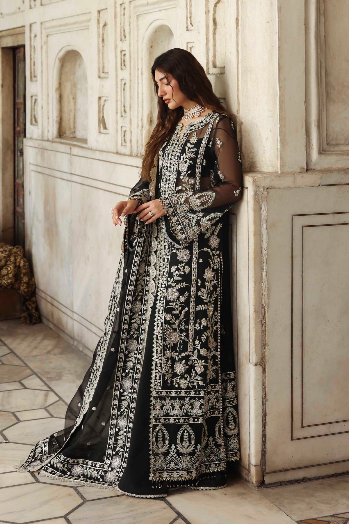 1603 Siyahgul - Rang Mehal by Akbar Aslam at #VogueClothingStudio