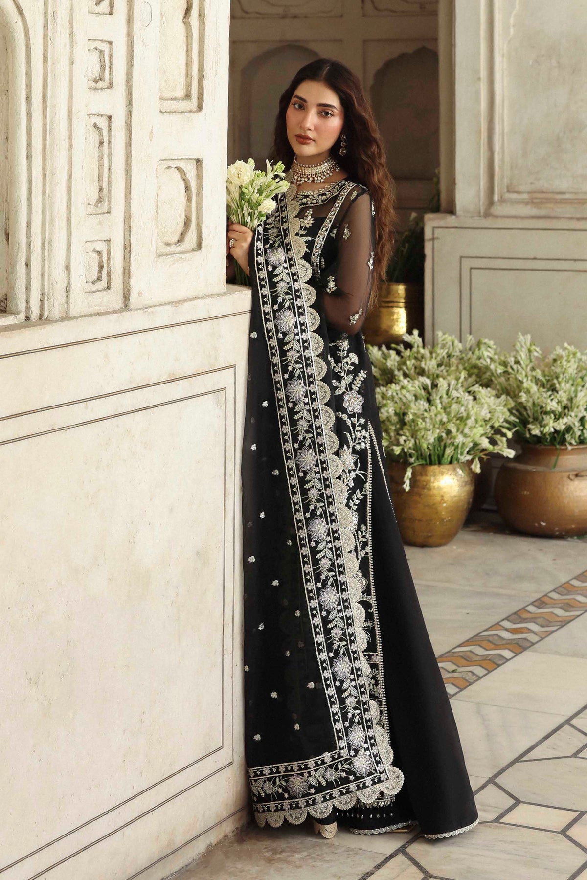 1603 Siyahgul - Rang Mehal by Akbar Aslam at #VogueClothingStudio