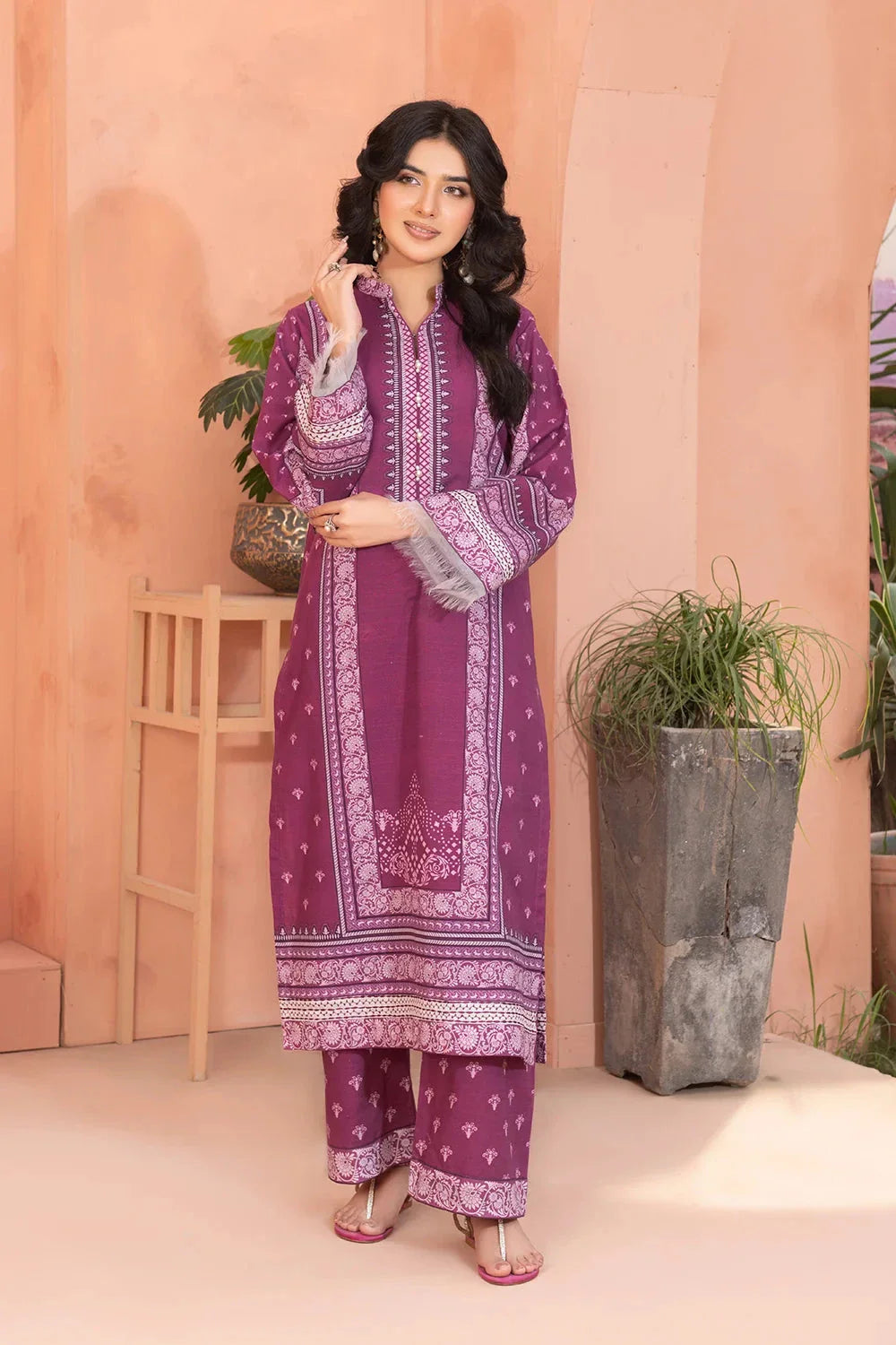 2PC Printed Unstitched Khaddar Shirt & Trouser KKH-3664 Printed KHAS STORES