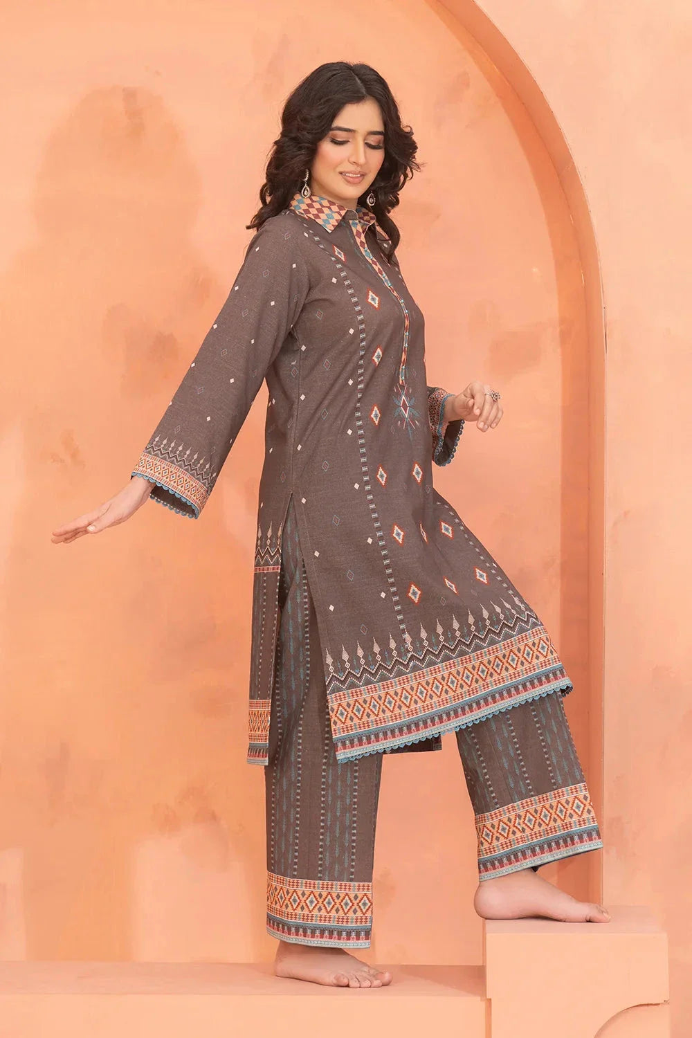 2PC Printed Unstitched Khaddar Shirt & Trouser KKH-3666 Printed KHAS STORES