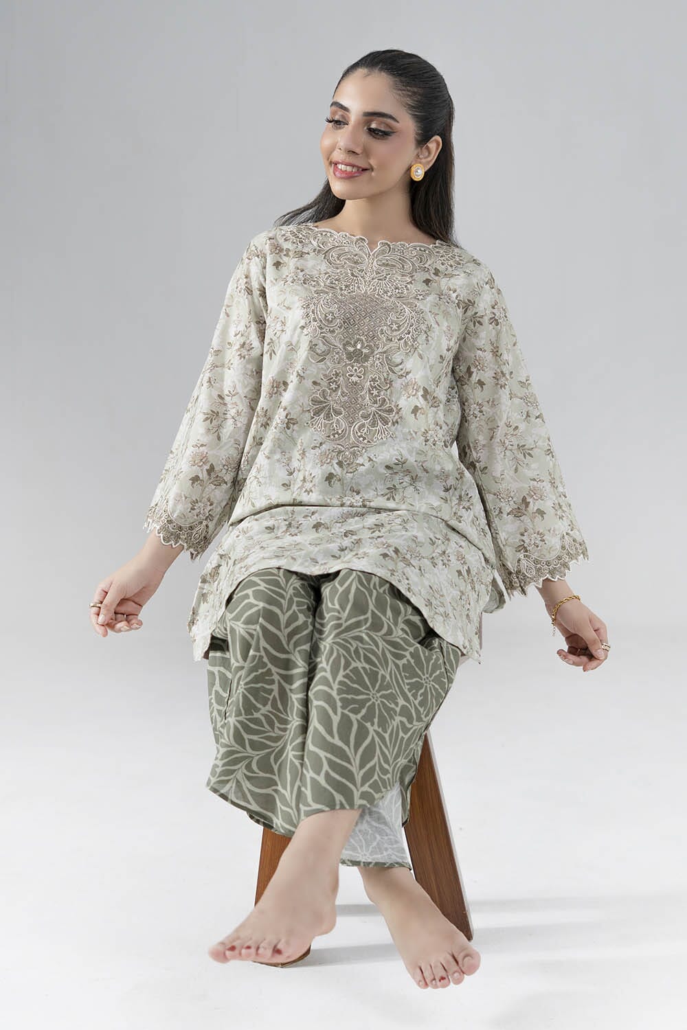 2PC Stitched Embroidered Lawn Shirt & Trouser | RTW-RKTE-4030 Embroidered KHAS STORES