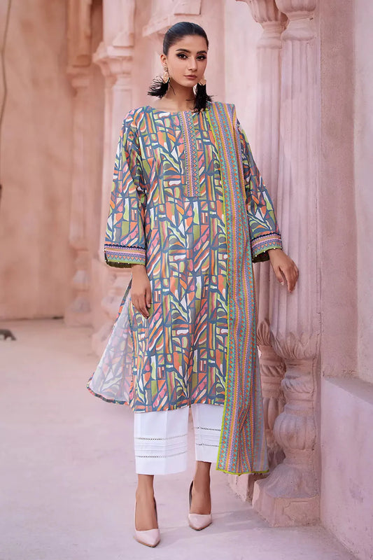 2PC Stitched Printed Lawn Shirt and Dupatta KSD-2674 Printed KHAS STORES