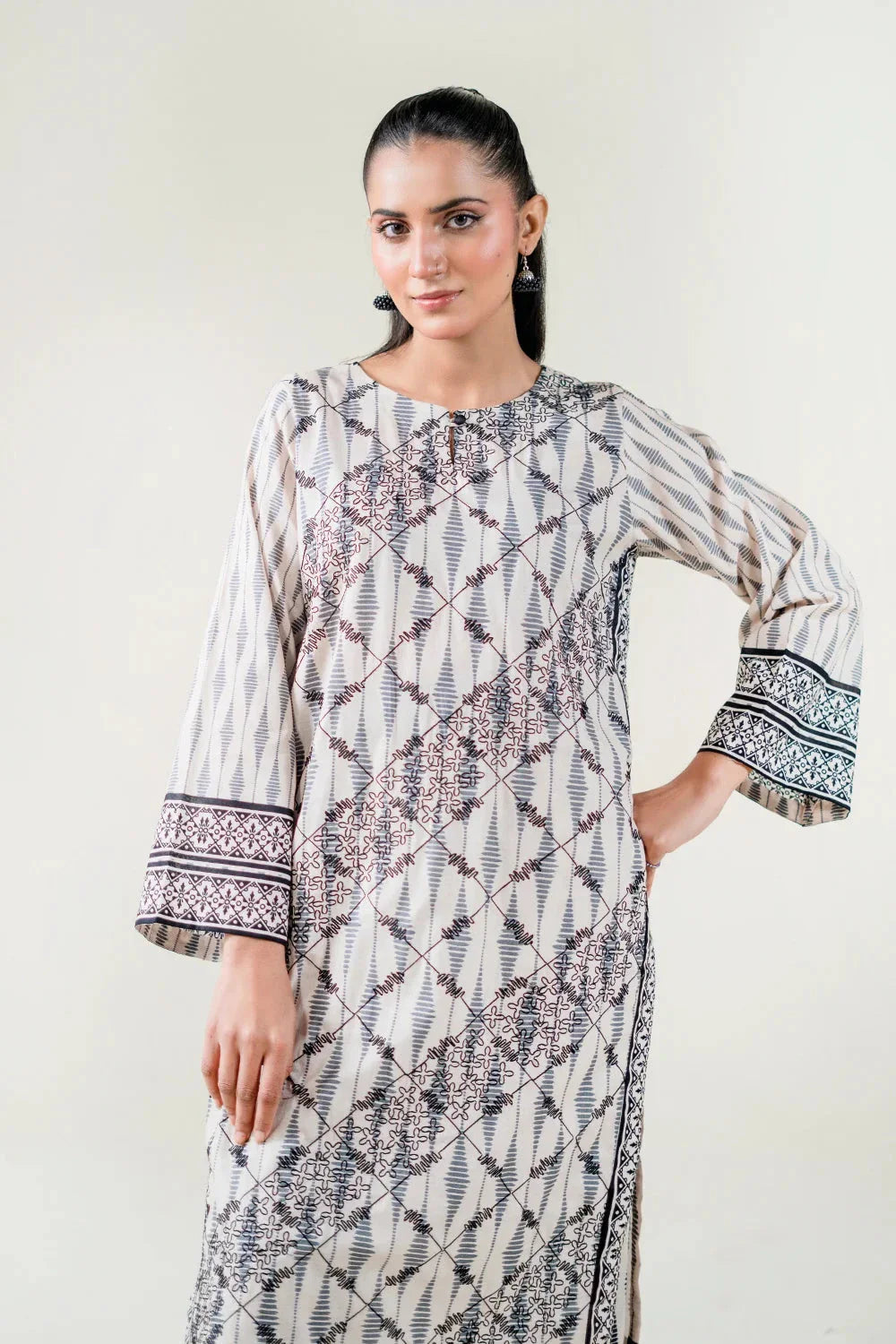 2PC Stitched Printed Lawn Shirt & Trouser | RTW-KST-3859 Embroidered KHAS STORES