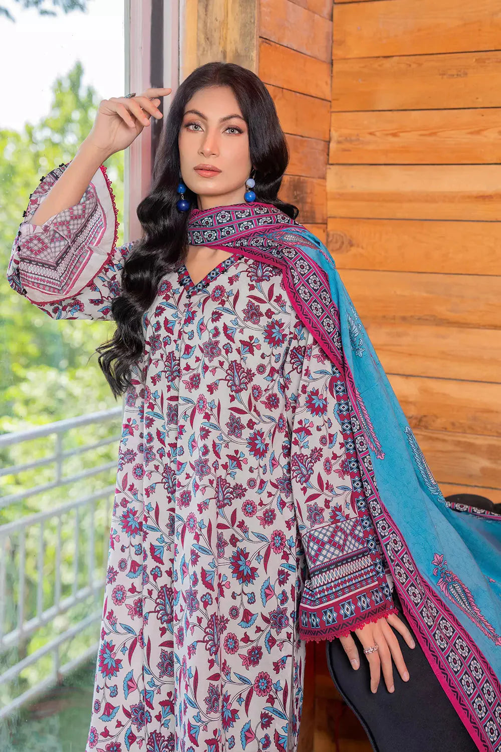 2PC Unstitched Printed Lawn Shirt and Dupatta KSD-2830 Printed KHAS STORES