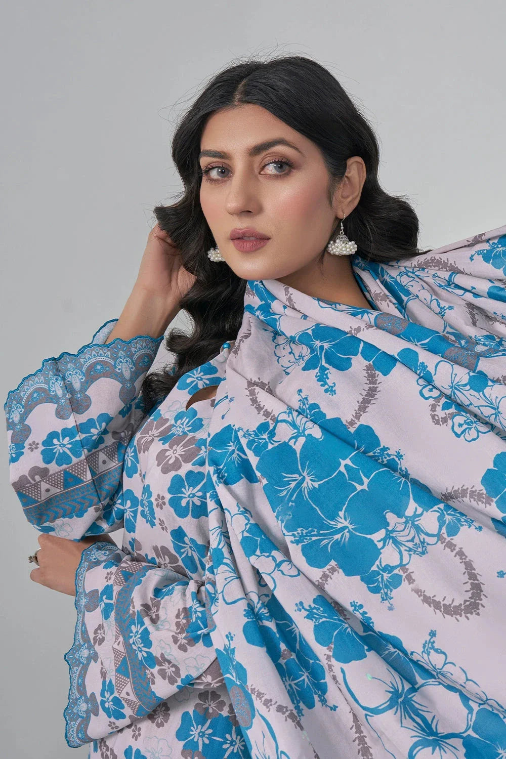 2PC Unstitched Printed Lawn Shirt and Dupatta KSD-3112 Printed KHAS STORES