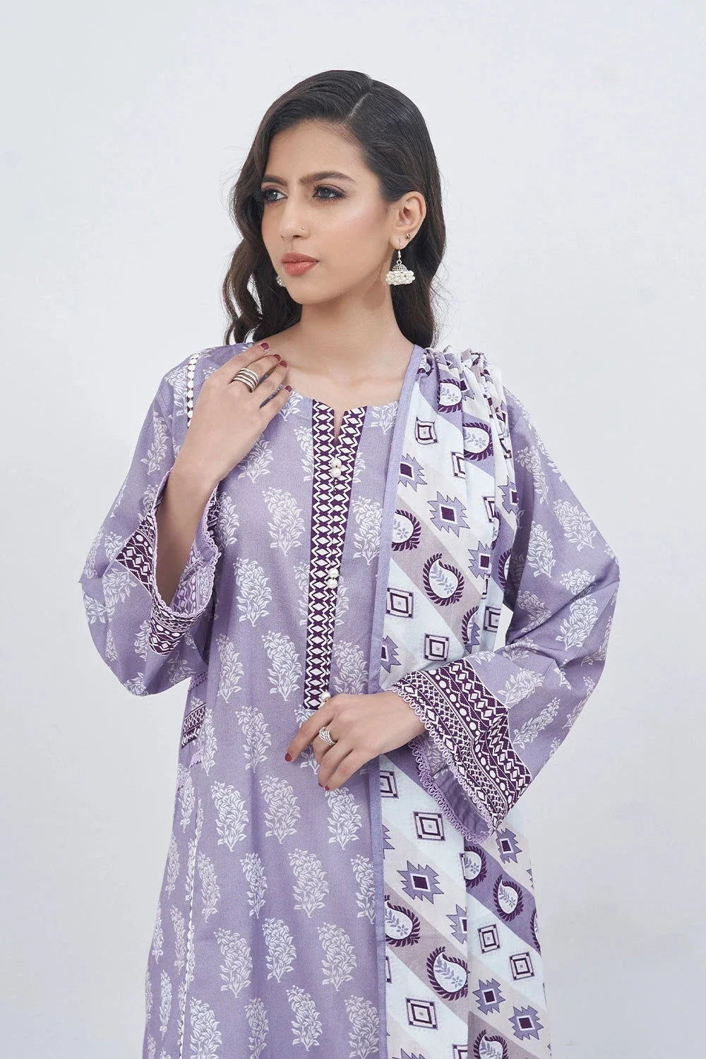 2PC Unstitched Printed Lawn Shirt and Dupatta KSD-3209 Printed KHAS STORES