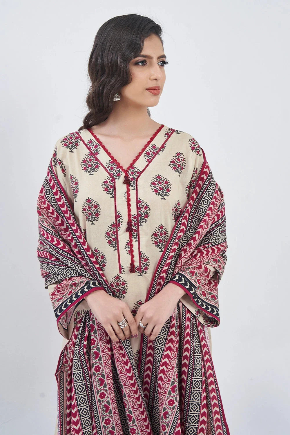 2PC Unstitched Printed Lawn Shirt and Dupatta KSD-3212 Printed KHAS STORES
