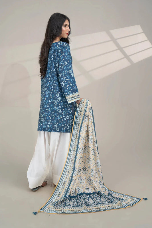 2PC Unstitched Printed Lawn Shirt and Dupatta KSD-3384 Printed KHAS STORES