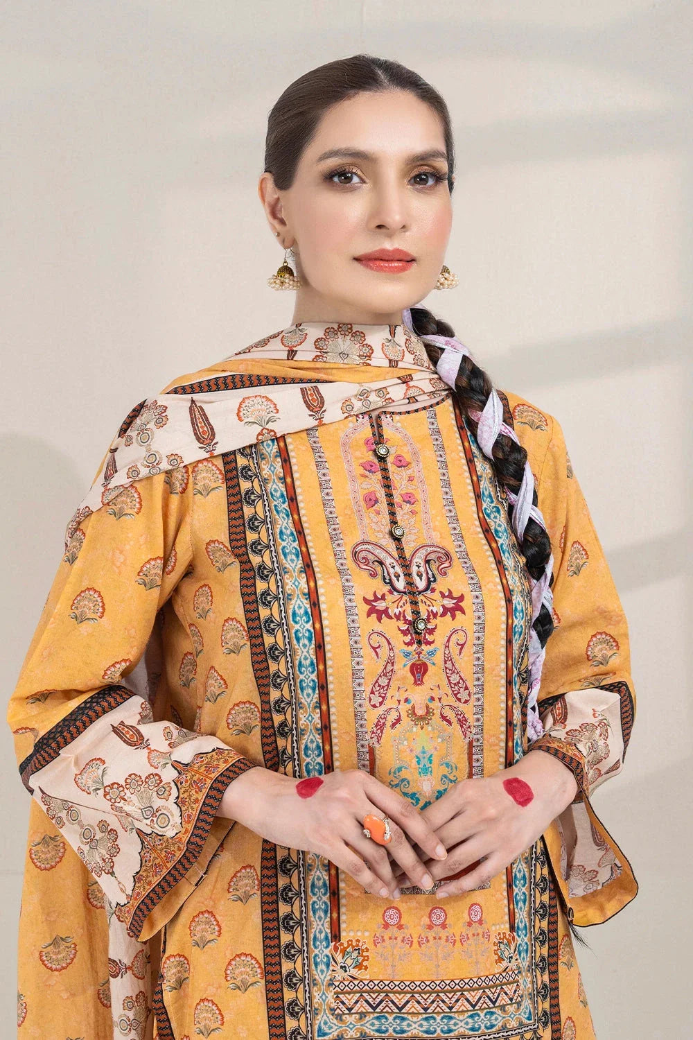 2PC Unstitched Printed Lawn Shirt and Dupatta KSD-3391 Printed KHAS STORES