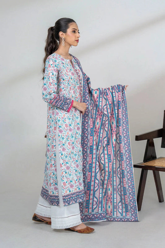 2PC Unstitched Printed Lawn Shirt and Dupatta KSD-3450 Printed KHAS STORES