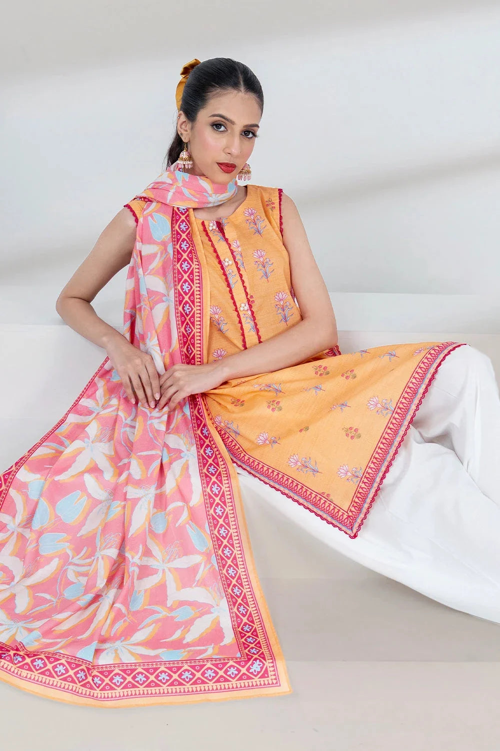 2PC Unstitched Printed Lawn Shirt and Dupatta KSD-3453 Printed KHAS STORES