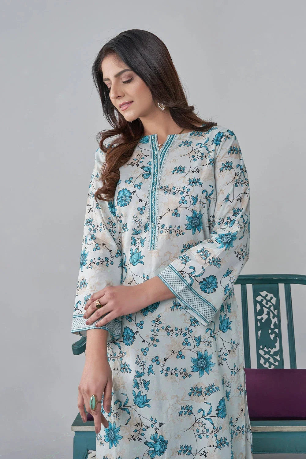 2PC Unstitched Printed Lawn Shirt and Trouser KST-3124 Printed KHAS STORES