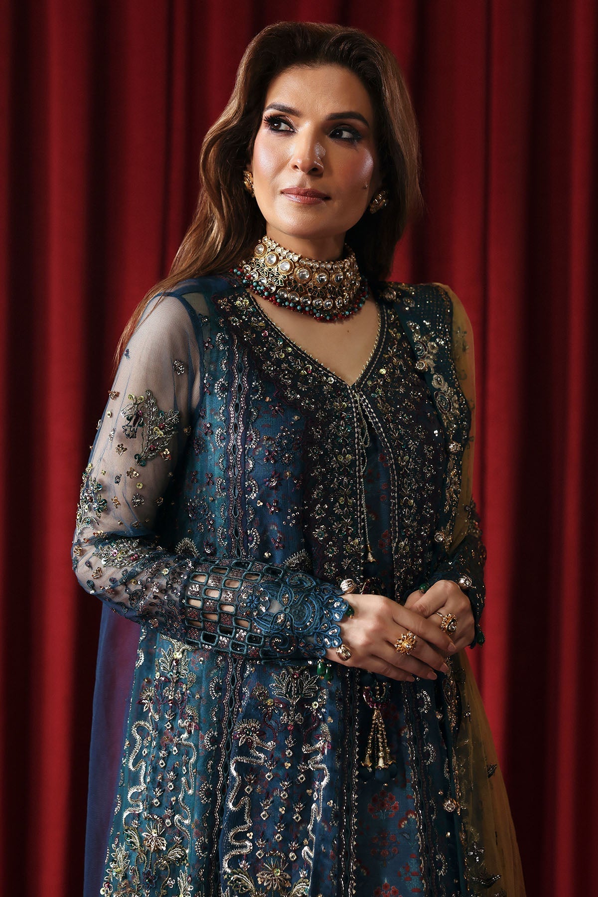 NL-84 Resham - Jhoomro Unstitched Luxury Formals by Nureh at #VogueClothingStudio