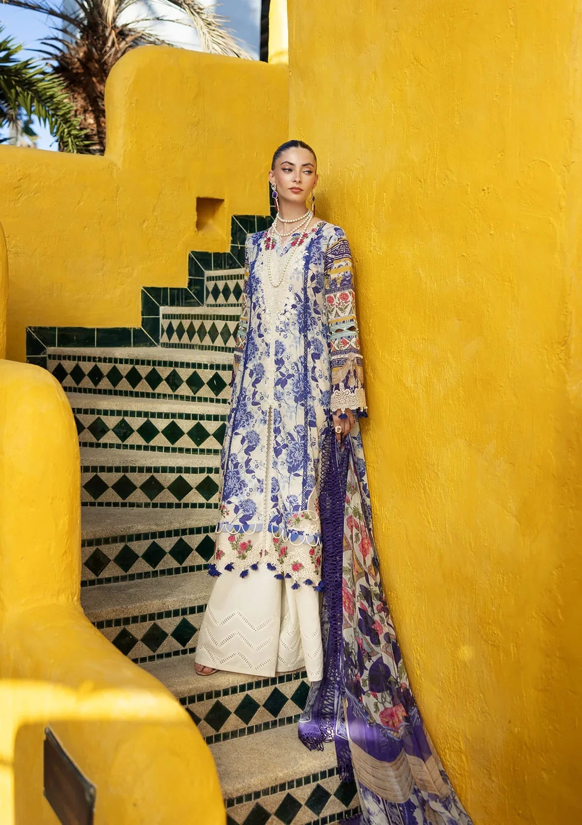 Radiant Embroidered Organza Front Daman Border.