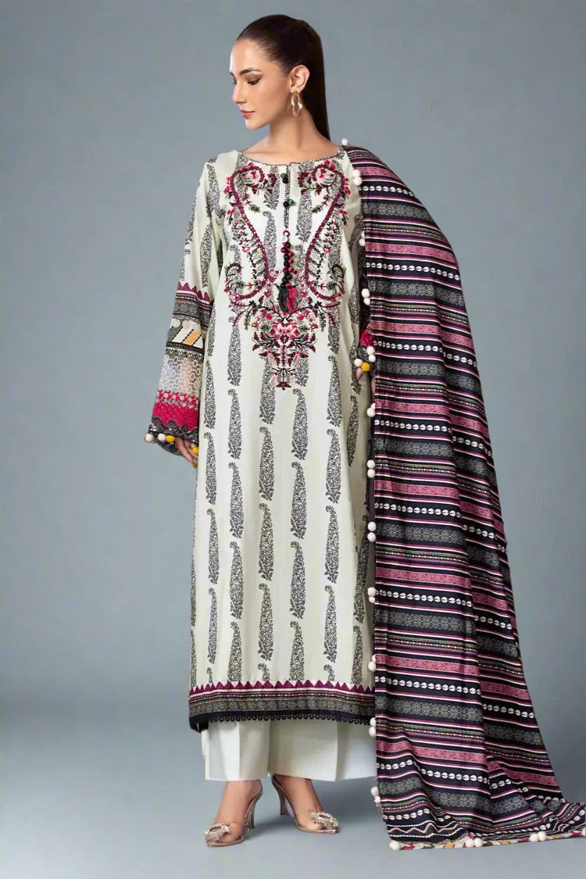 3PC Embroidered Unstitched Cambric Suit KCCE-2847 Embroidered KHAS STORES