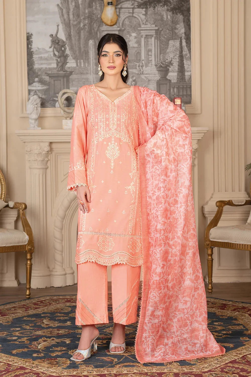 3PC Embroidered Unstitched Cambric Suit KCCE-3520 Embroidered KHAS STORES