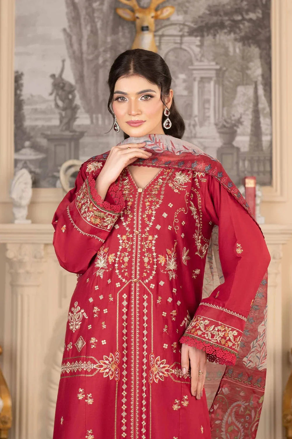 3PC Embroidered Unstitched Cambric Suit KCCE-3521 Embroidered KHAS STORES