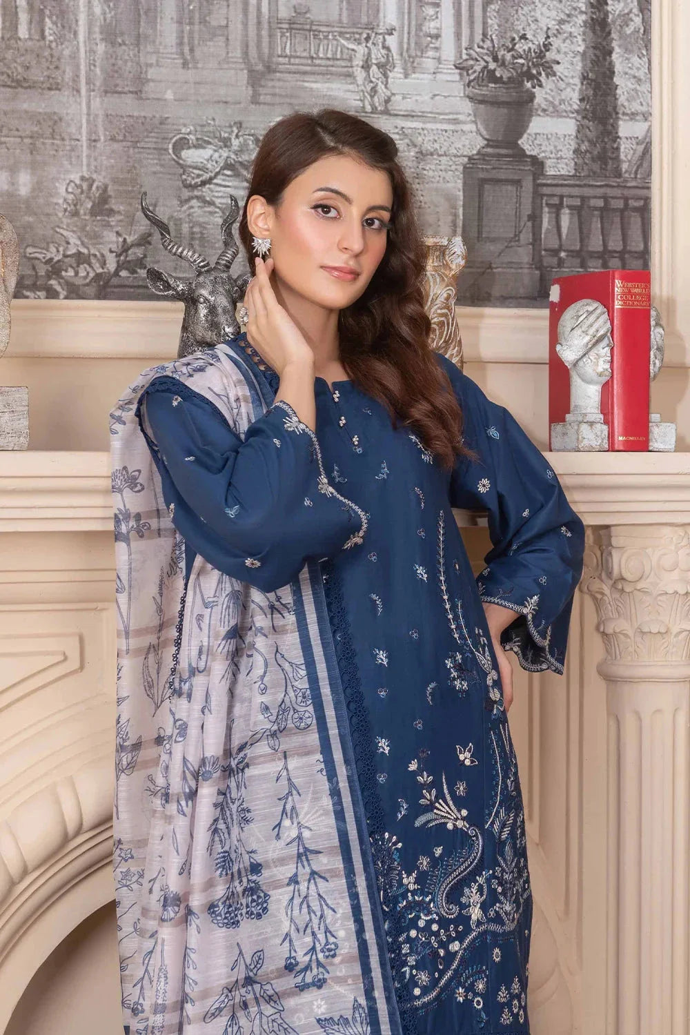 3PC Embroidered Unstitched Cambric Suit KCCE-3522 Embroidered KHAS STORES