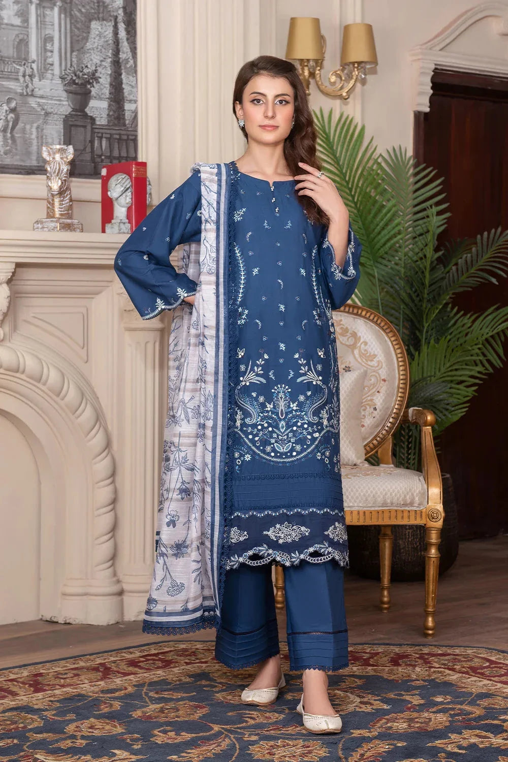 3PC Embroidered Unstitched Cambric Suit KCCE-3522 Embroidered KHAS STORES