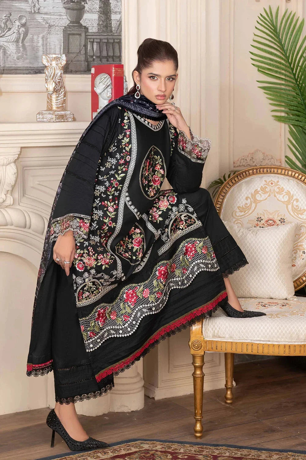 3PC Embroidered Unstitched Cambric Suit KCCE-3523 Embroidered KHAS STORES