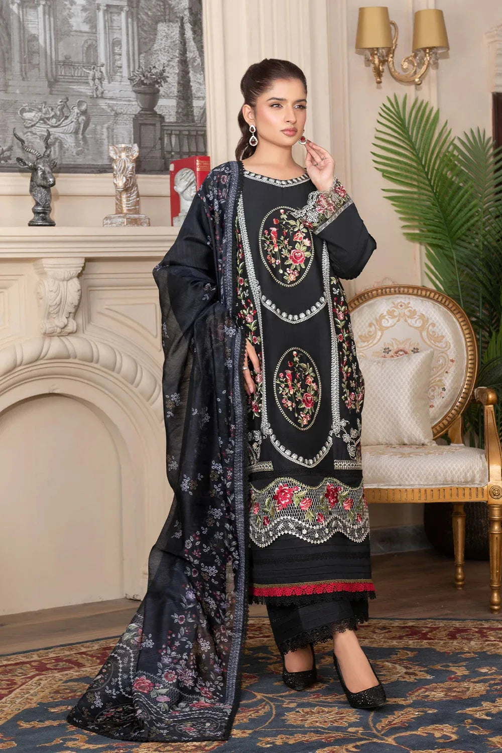 3PC Embroidered Unstitched Cambric Suit KCCE-3523 Embroidered KHAS STORES