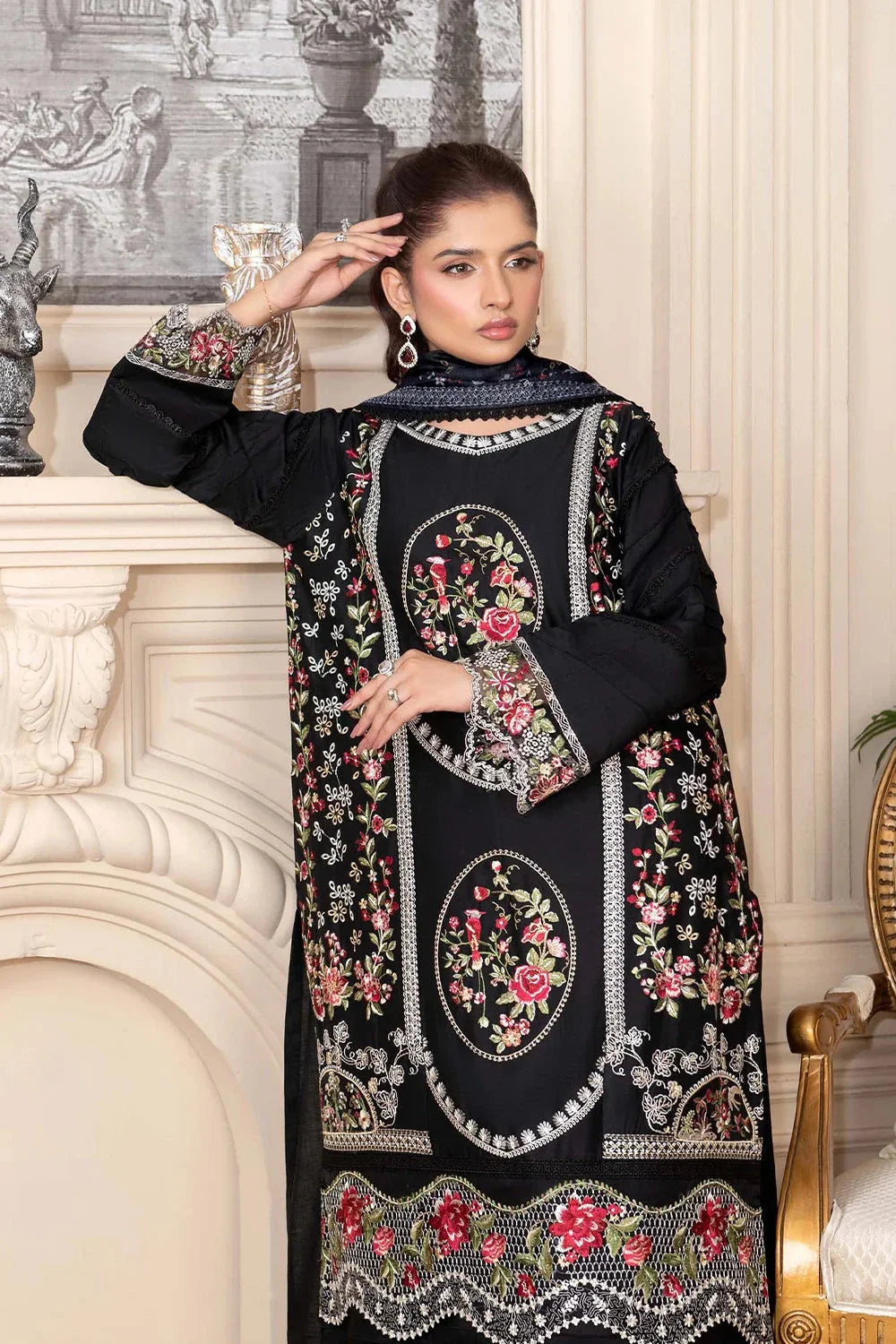 3PC Embroidered Unstitched Cambric Suit KCCE-3523 Embroidered KHAS STORES
