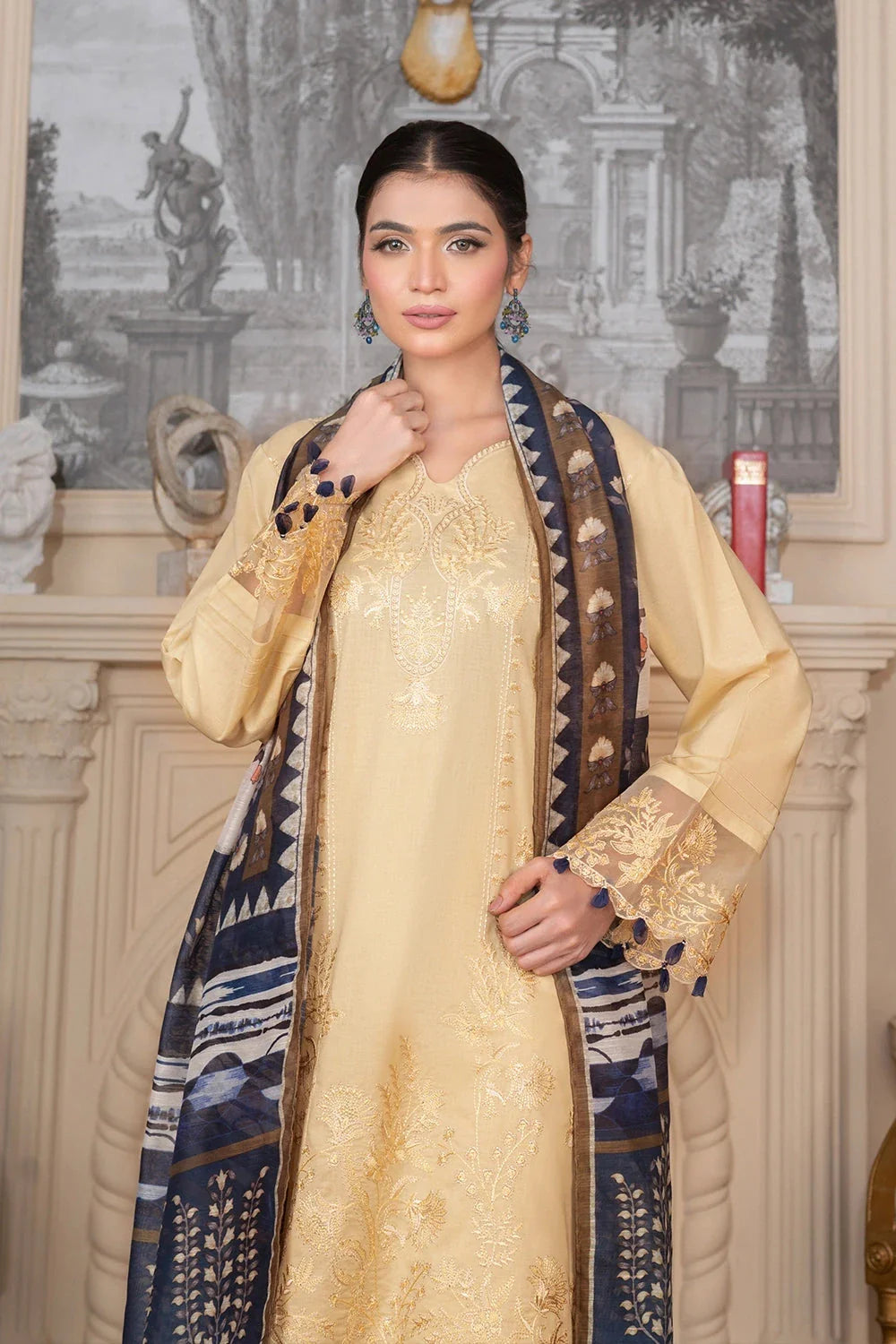 3PC Embroidered Unstitched Cambric Suit KCCE-3524 Embroidered KHAS STORES