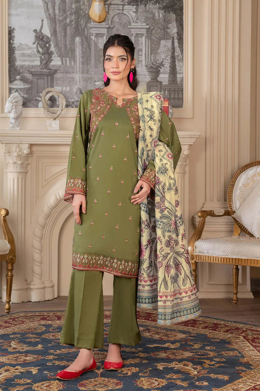 3PC Embroidered Unstitched Cambric Suit KCCE-3528 Embroidered KHAS STORES