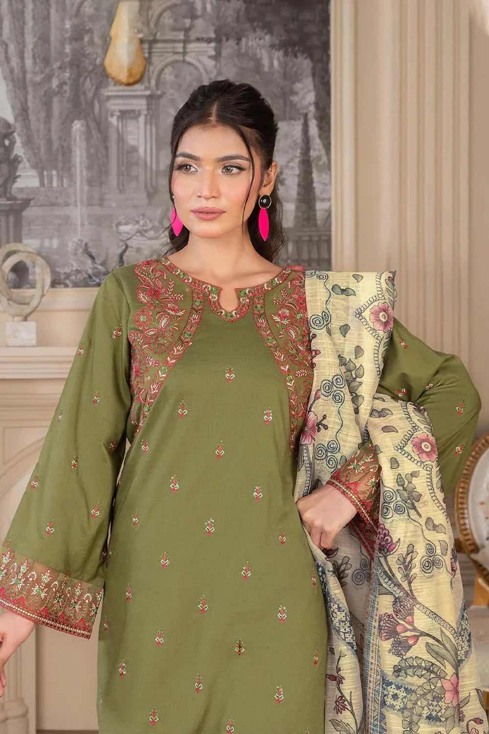 3PC Embroidered Unstitched Cambric Suit KCCE-3528 Embroidered KHAS STORES