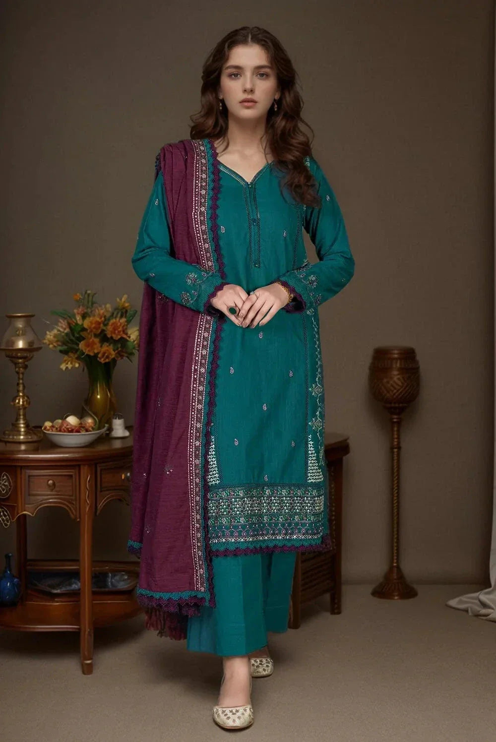 3PC Embroidered Unstitched Khaddar Suit KKE-2957 Embroidered KHAS STORES