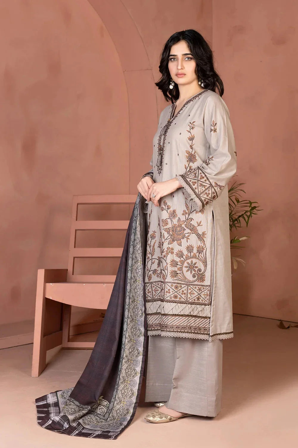 3PC Embroidered Unstitched Khaddar Suit KKHE-3635 Embroidered KHAS STORES