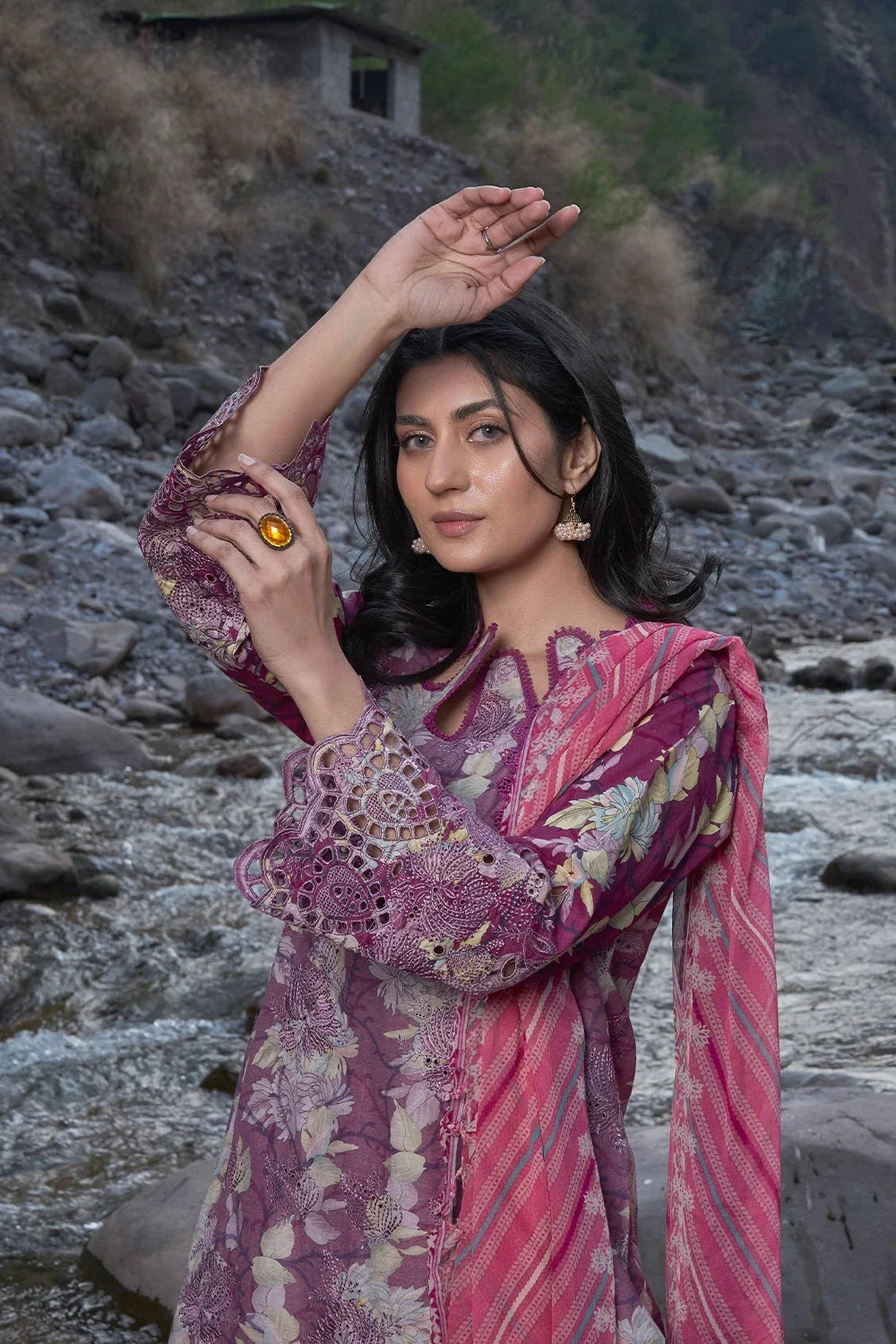 3PC Embroidered Unstitched Lawn Suit KCE-3221 Embroidered KHAS STORES