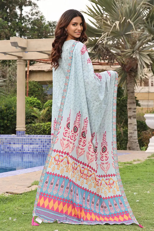 3PC Embroidered Unstitched Lawn Suit KL-2566 Embroidered KHAS STORES