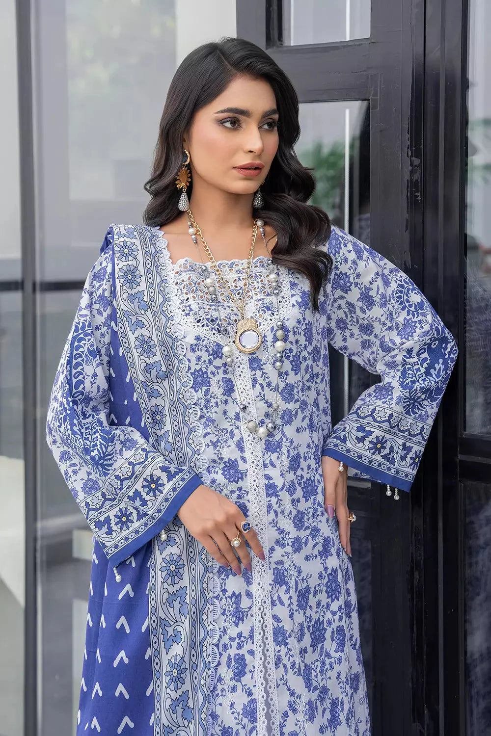 3PC Embroidered Unstitched Lawn Suit KL-2814 Embroidered KHAS STORES