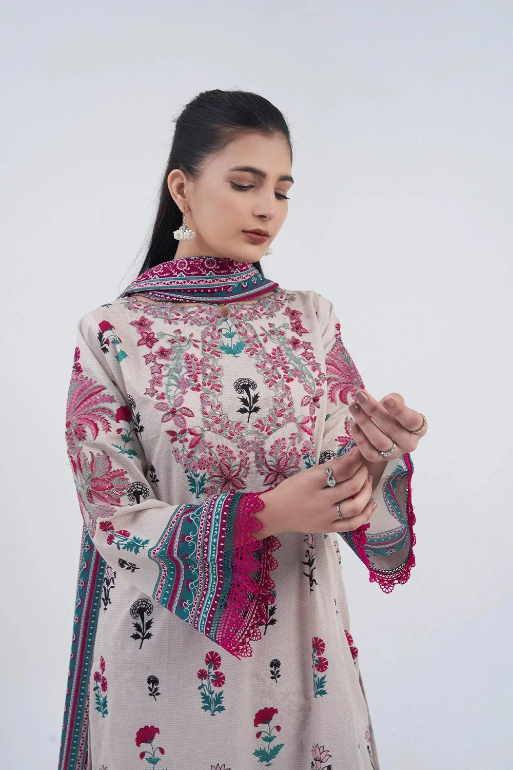 3PC Embroidered Unstitched Lawn Suit KL-3187 Embroidered KHAS STORES