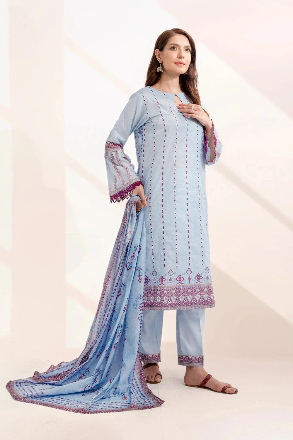 3PC Embroidered Unstitched Lawn Suit KL-3320 Embroidered KHAS STORES