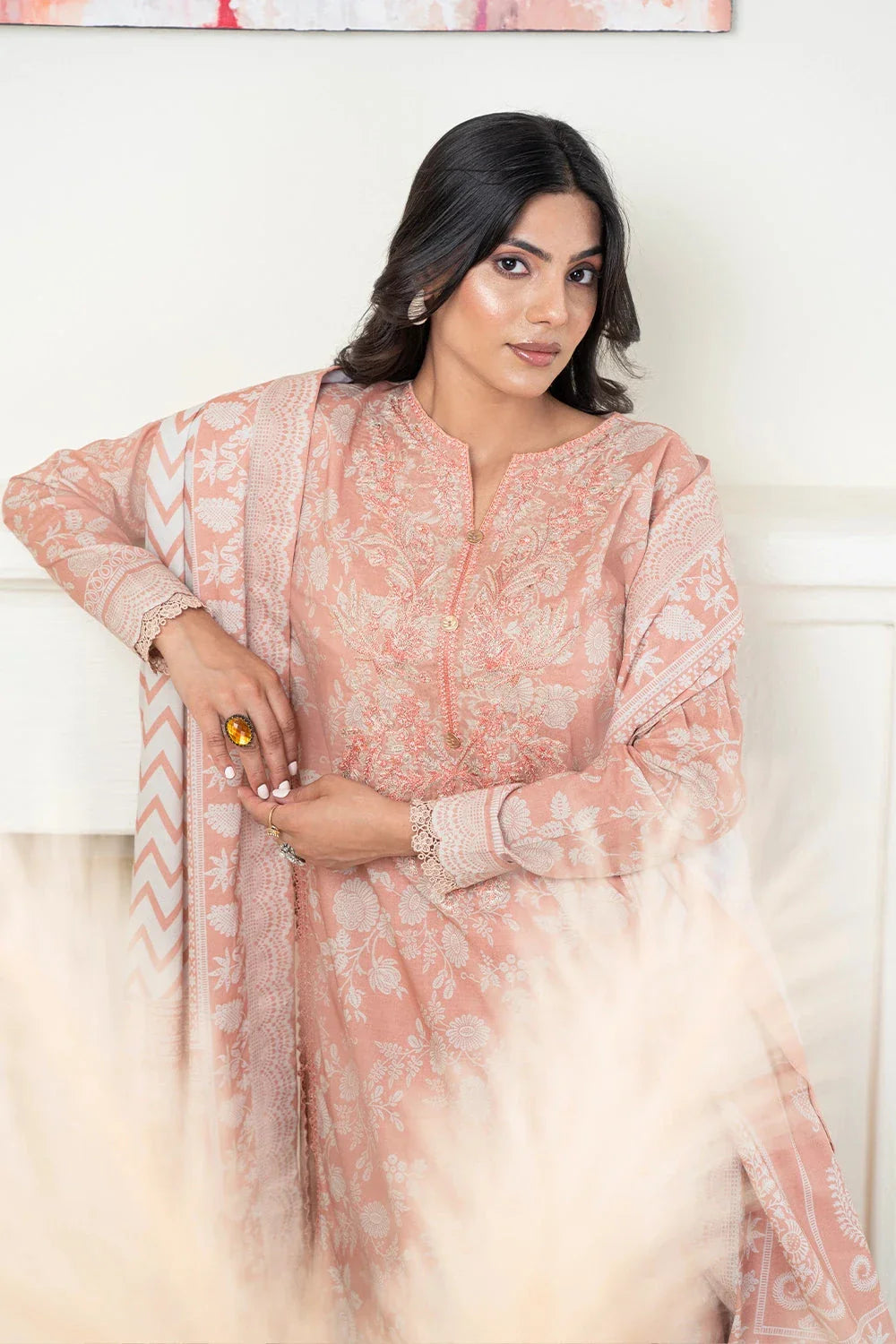 3PC Embroidered Unstitched Lawn Suit KL-3428 Embroidered KHAS STORES