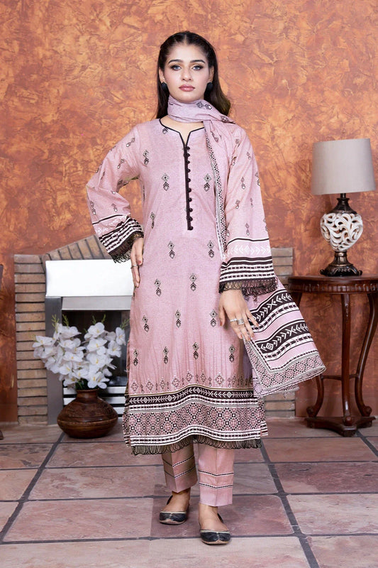 3PC Embroidered Unstitched Lawn Suit KL-3495 Embroidered KHAS STORES