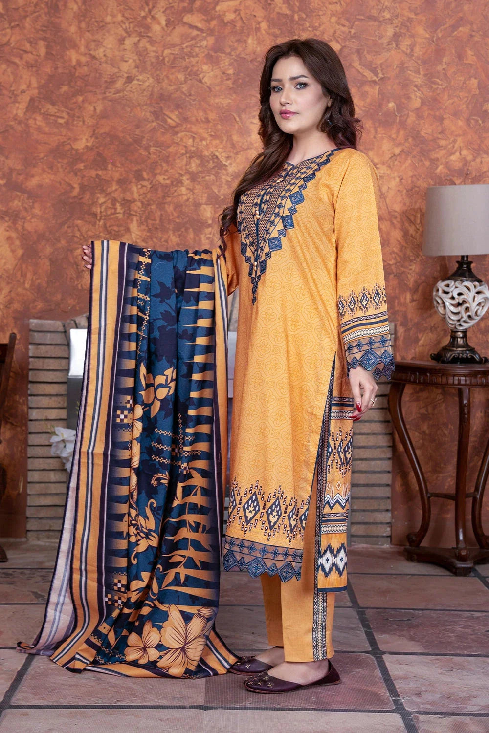 3PC Embroidered Unstitched Lawn Suit KL-3498 Embroidered KHAS STORES