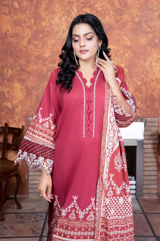 3PC Embroidered Unstitched Lawn Suit KL-3499 Embroidered KHAS STORES