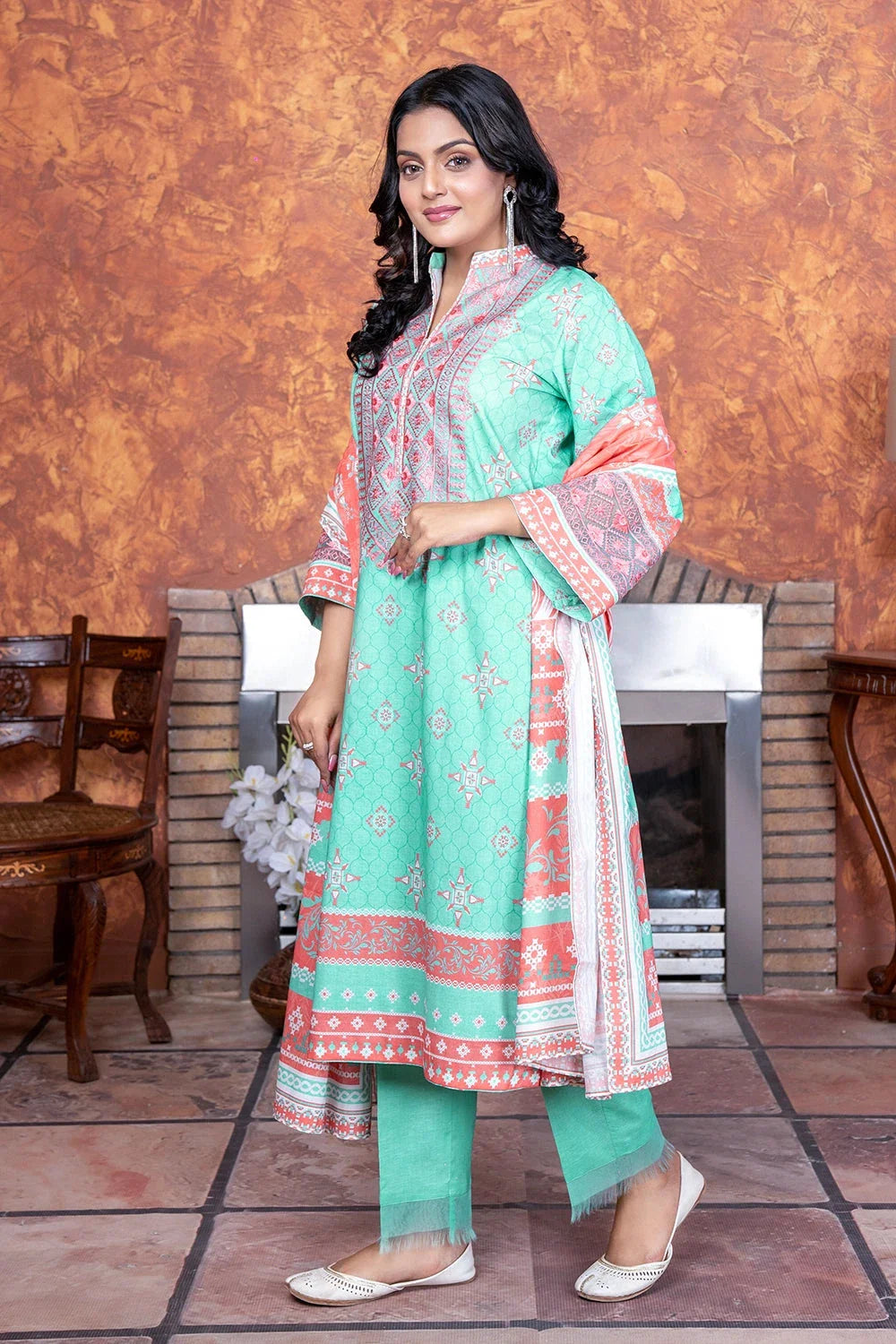 3PC Embroidered Unstitched Lawn Suit KL-3502 Embroidered KHAS STORES