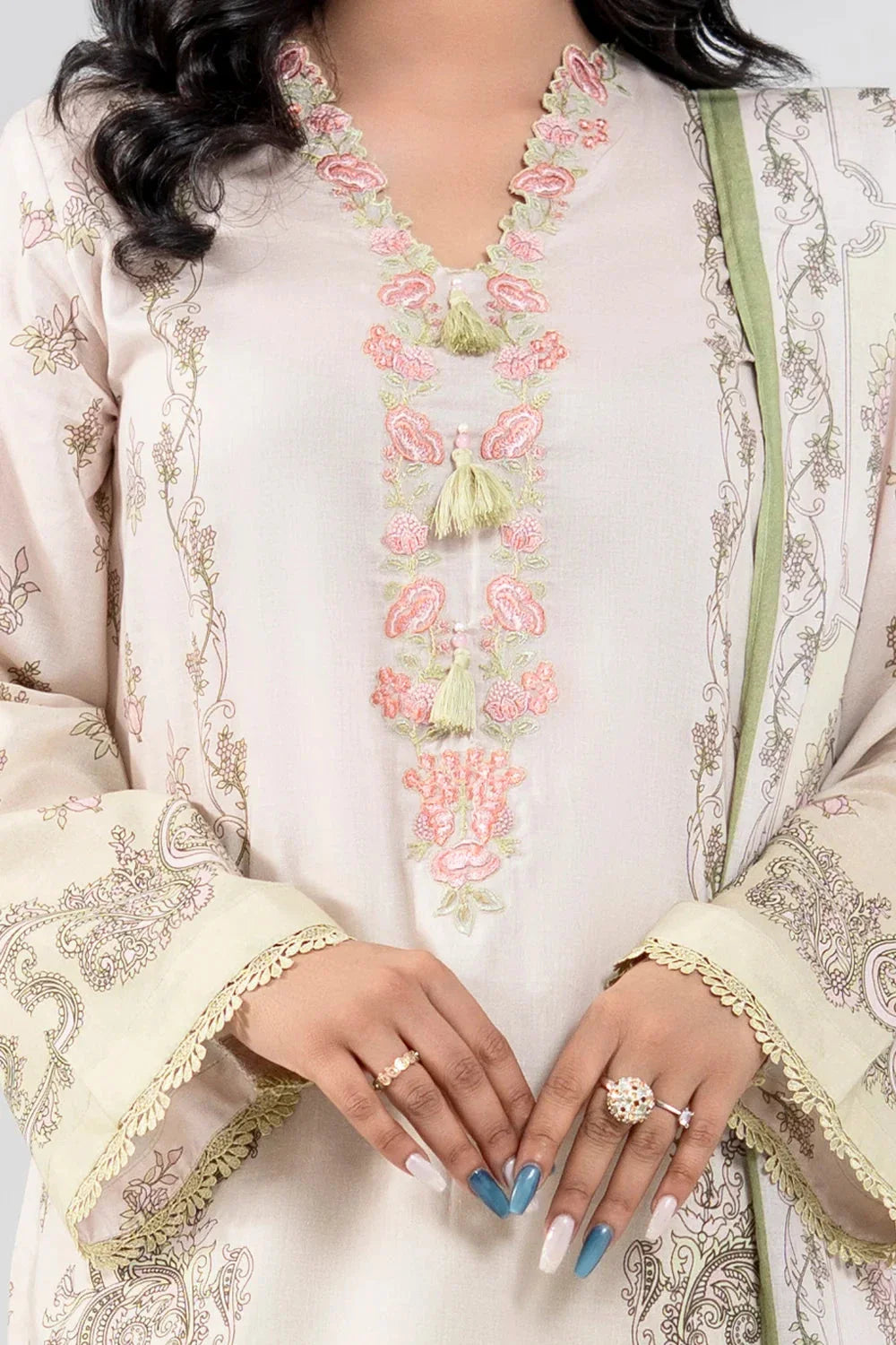 3PC Embroidered Unstitched Lawn Suit | KL-3975 Embroidered KHAS STORES