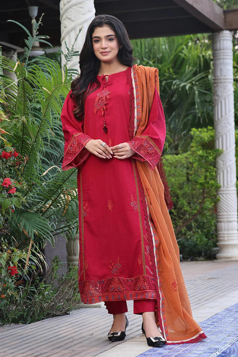 3PC Embroidered Unstitched Lawn Suit KOE-2572 Embroidered KHAS STORES