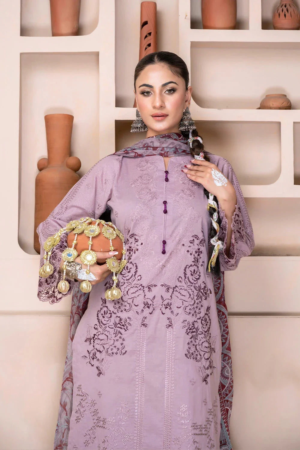 3PC Embroidered Unstitched Lawn Suit KSC-3375 Embroidered KHAS STORES
