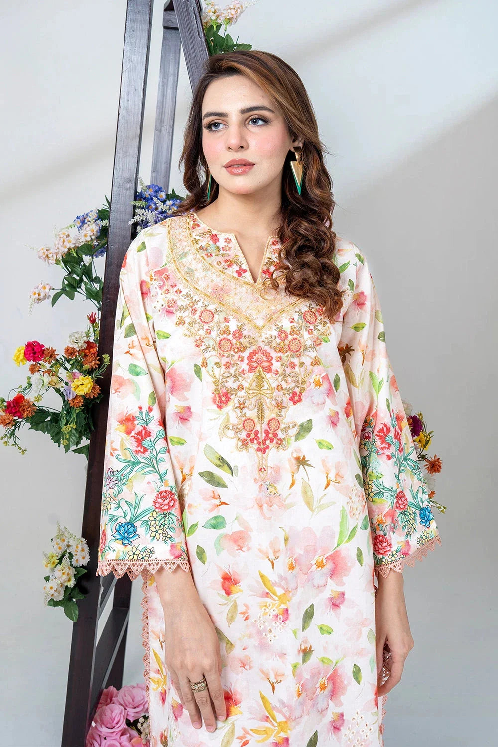 3PC Embroidered Unstitched Lawn Suit KSC-3436 Embroidered KHAS STORES