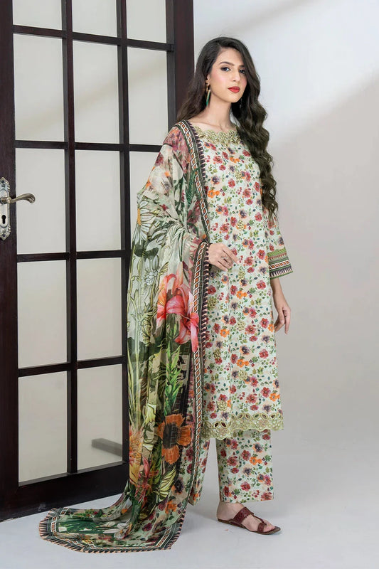 3PC Embroidered Unstitched Lawn Suit KSC-3437 Embroidered KHAS STORES